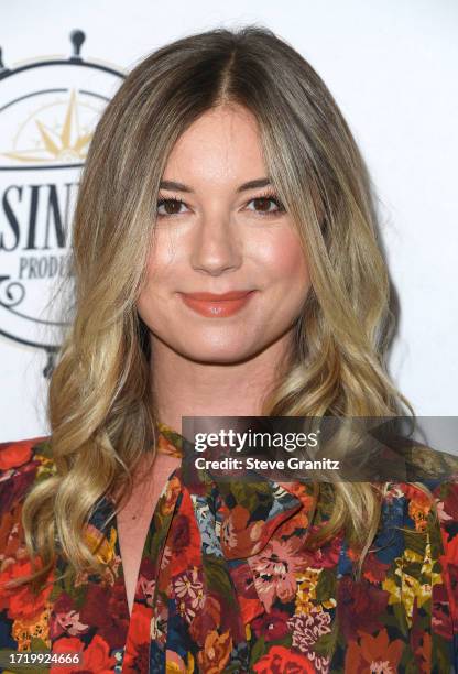 Emily VanCamp arrives at the Los Angeles Special Screening Of "Miranda's Victim" at Regency Bruin Theatre on October 05, 2023 in Los Angeles,...