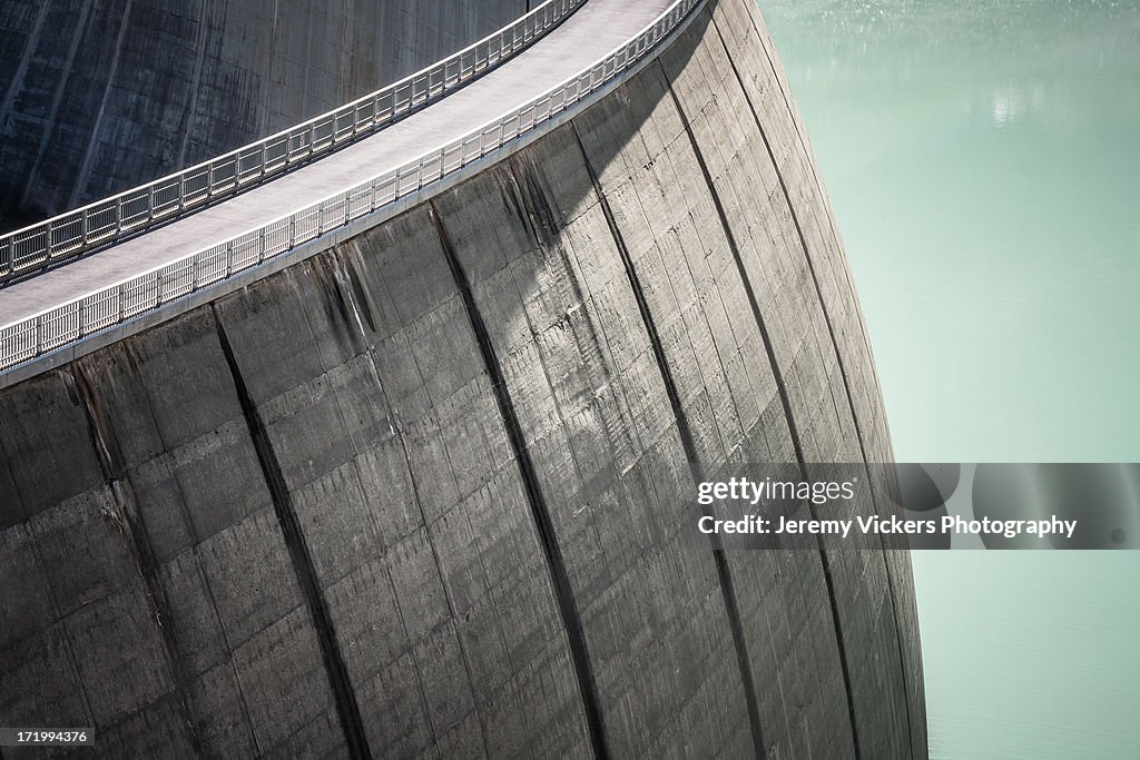 Huge Swiss Dam With Road