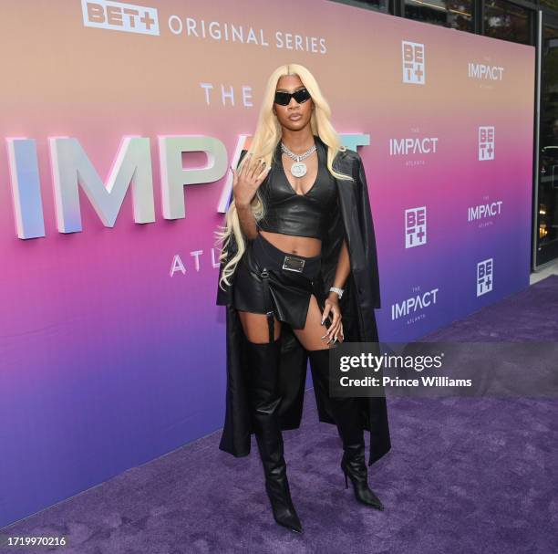 Lakeyah attends "The Impact Atlanta" Season Two Premiere at Silverspot Cinema at The Battery Atlanta on October 5, 2023 in Atlanta, Georgia.