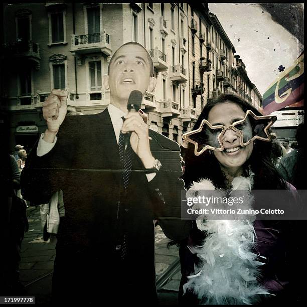 Activists and supporters of gay rights attend the annual Gay Pride parade on June 29, 2013 in Milan, Italy. The parade is part of a World Pride Week...