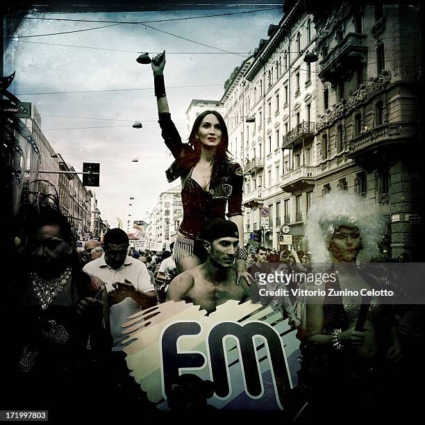 Activists and supporters of gay rights attend the annual Gay Pride parade on June 29, 2013 in Milan, Italy. The parade is part of a World Pride Week...