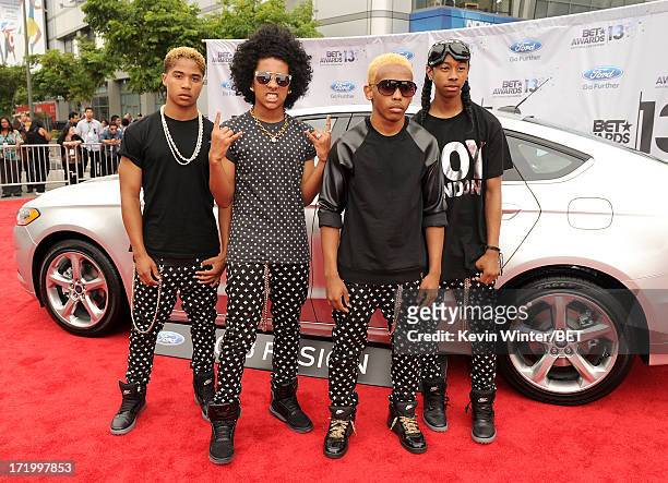 Singers Roc Royal, Princeton, Prodigy and Ray Ray of Mindless Behavior attend the Ford Red Carpet at the 2013 BET Awards at Nokia Theatre L.A. Live...