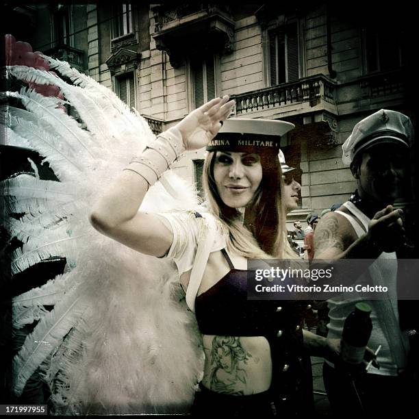 Activists and supporters of gay rights attend the annual Gay Pride parade on June 29, 2013 in Milan, Italy. The parade is part of a World Pride Week...