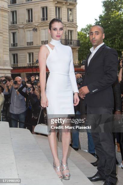 Actress Emma Roberts arrives to attend the Versace show as part of Paris Fashion Week Haute-Couture Fall/Winter 2013-2014 on June 30, 2013 in Paris,...
