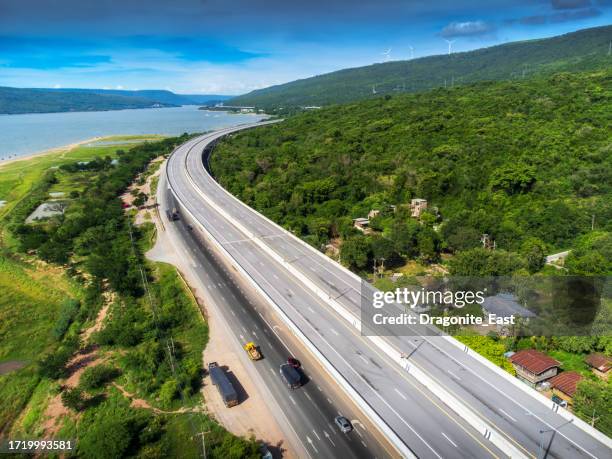 aerial view of the expressway in nakhon ratchasima, thailand - nakhon ratchasima stock pictures, royalty-free photos & images