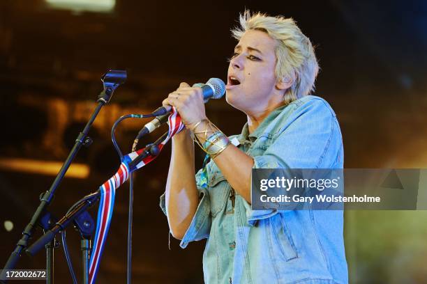 Cat Power performs on stage on Day 4 of Glastonbury Festival at Worthy Farm on June 30, 2013 in Glastonbury, England.