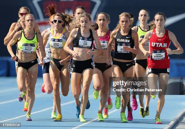 Katherine Mackey, Morgan Uceny, Mary Cain, Cory McGee and Amanda Mergaert compete in the Women's 1,500 Meter Run on day three of the 2013 USA Outdoor...