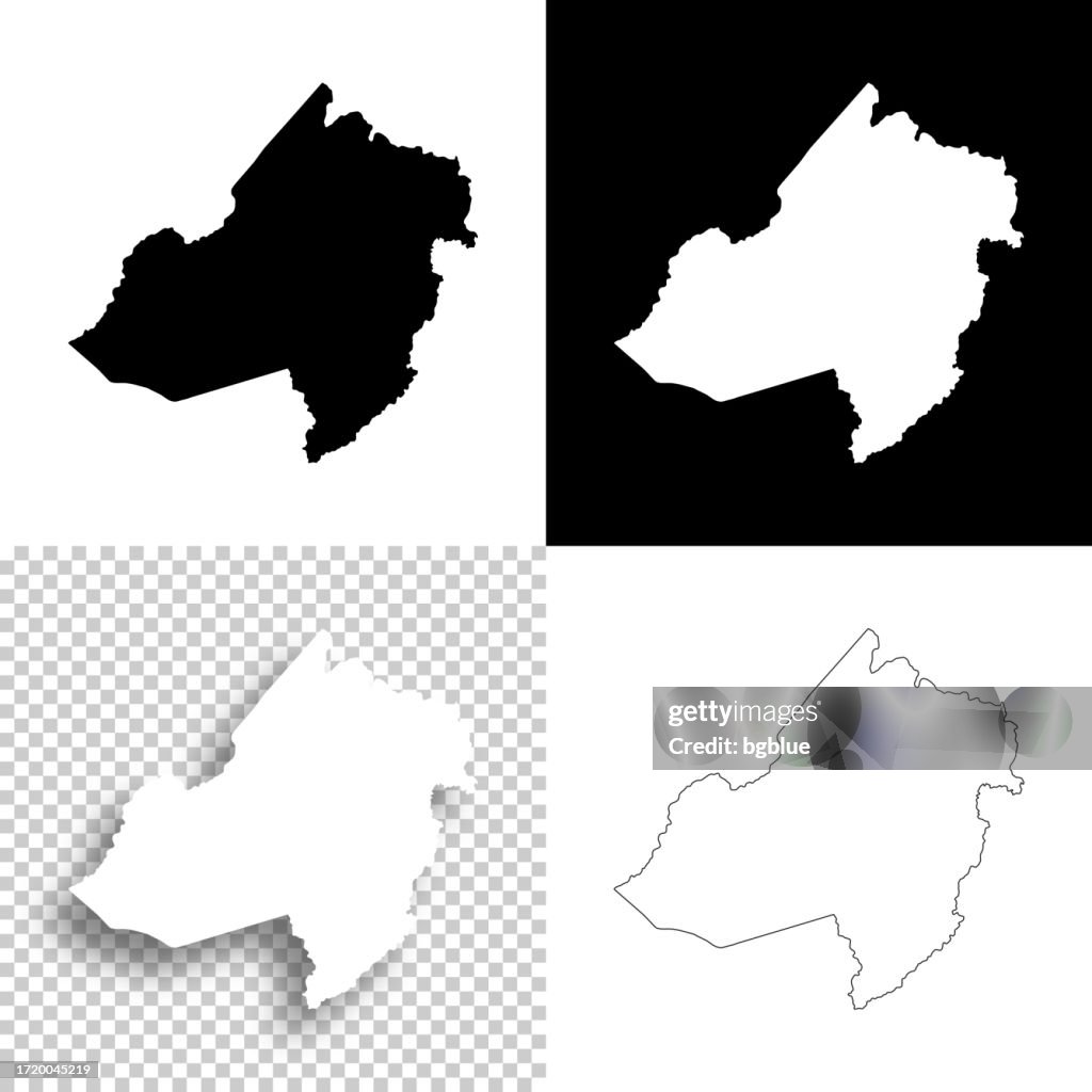 Morris County, New Jersey. Maps for design. Blank, white and black backgrounds