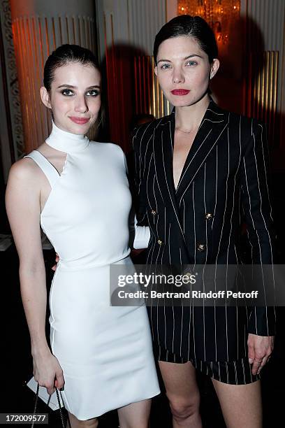 Actresses Emma Roberts and Delphine Chaneac attend the Versace show as part of Paris Fashion Week Haute-Couture Fall/Winter 2013-2014 at on June 30,...