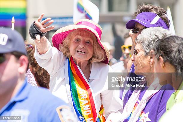 Victorious DOMA Plaintiff and 2013 Grand Marshall Edie Windsor attends The March during NYC Pride 2013 on June 30, 2013 in New York City.