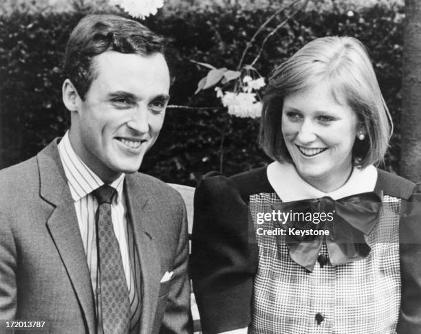 Princess Astrid of Belgium with her fiance, Prince Lorenz, Archduke of Austria-Este in the grounds of the Chateau of Belvedere, Brussels, 13th May...