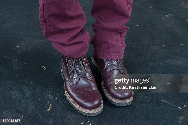 Photographer Martijn Cremers wears H and M shoes and jeans on day 4 of Paris Collections: Men on June 29, 2013 in Paris, France.