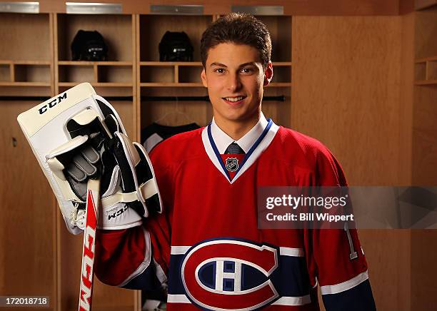 Zachary Fucale, 36th overall pick by the Montreal Canadiens, poses for a portrait during the 2013 NHL Draft at Prudential Center on June 30, 2013 in...