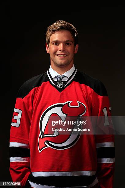 Anthony Brodeur poses for a portrait after being selected number two hundred eight overall in the seventh round by the New Jersey Devils during the...