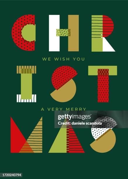 stockillustraties, clipart, cartoons en iconen met christmas card with typography greetings. - kerstman cool