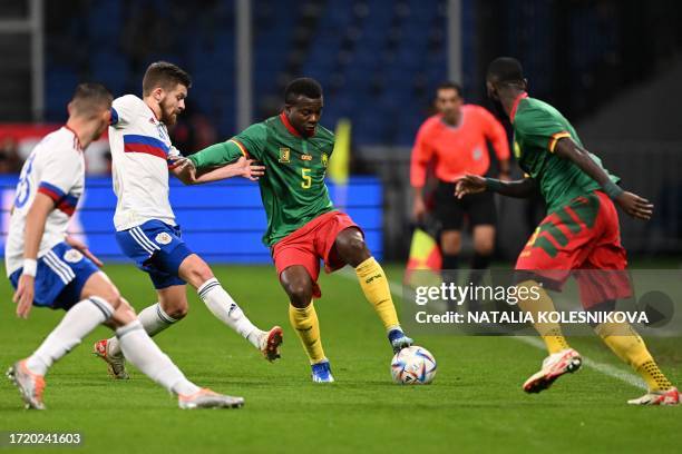 Cameroon's defender Nouhou Tolo controls the ball during the international friendly football match between Russia and Cameroon at the Dynamo Central...