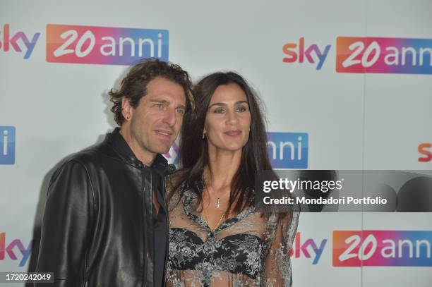 Italian actor and screenwriter Giampaolo Morelli and Italian actress Gloria Bellicchi attend a panel during the 20 Years in Italy Celebration of Sky...