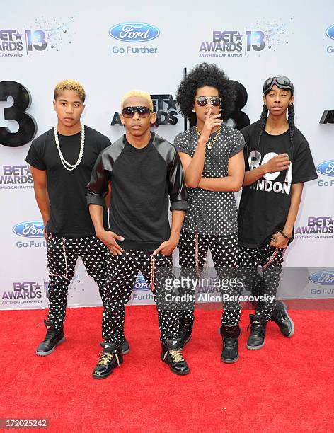 Recording artists Roc Royal, Princeton, Prodigy and Ray Ray of Mindless Behavior attend 2013 BET Awards - Arrivals at Nokia Plaza L.A. LIVE on June...