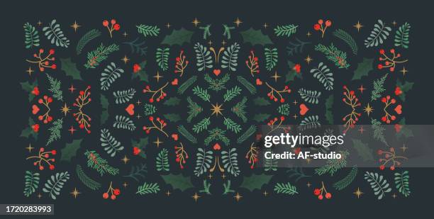 winter background with berry branches. christmas illustration. - ardisia crenata stock illustrations