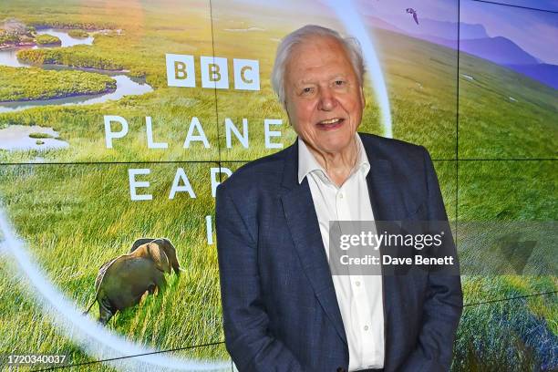 Sir David Attenborough attends the Global Launch of BBC Studios' "Planet Earth III" at Frameless on October 12, 2023 in London, England.