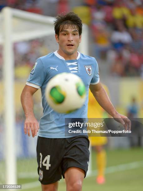 Nicolas Lodeiro in action for Uruguay during the FIFA Confederations Cup Brazil 2013 Group B match between Uruguay and Tahiti at Arena Pernambuco on...