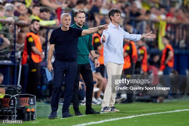 Bruno Genesio, Manager of Stade Rennais FC reacts during the UEFA Europa League Group F match between Villarreal CF and Stade Rennais FC at Estadio...