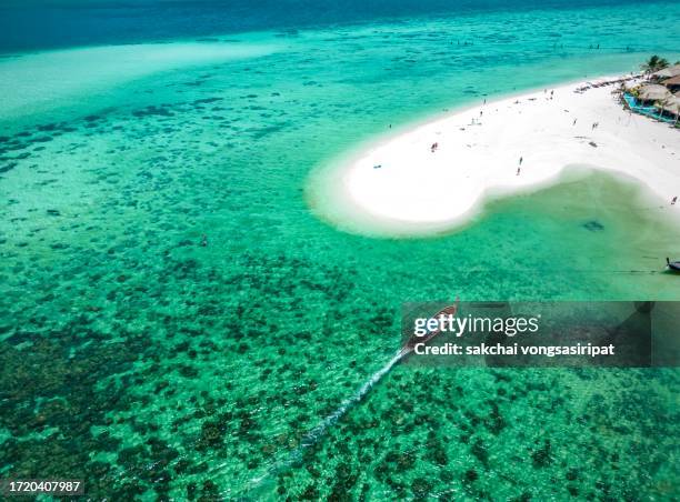 aerial view on the beach in koh lipe in thailand - ko lipe stock pictures, royalty-free photos & images