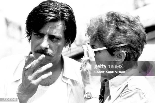 Actor Giancarlo Giannini with Lina Wertmuller on JUNE 1,1975 In Naples, Italy.