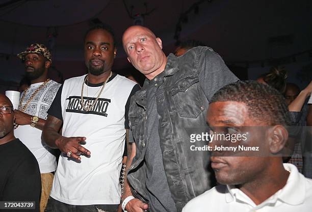 Wale and Steve Lobel attend BET Post Party at SupperClub Los Angeles on June 30, 2013 in Los Angeles, California.