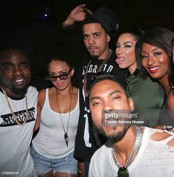 Wale, Elle Varner, J. Cole, Bridget Kelly, Tocarra Jones and Miguel attend BET Post Party at SupperClub Los Angeles on June 30, 2013 in Los Angeles,...