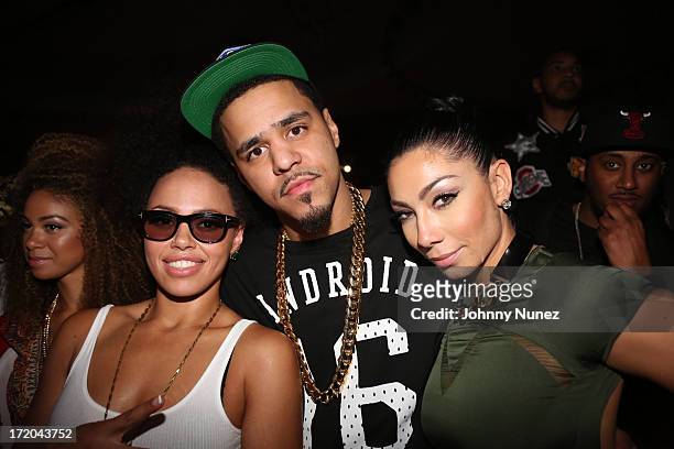Elle Varner, J. Cole and Bridget Kelly attend BET Post Party at SupperClub Los Angeles on June 30, 2013 in Los Angeles, California.