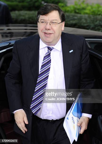 Irish Prime Minister Brian Cowen arrives for the second day of an EU summit at the European Council headquarters on June 19, 2009 in...