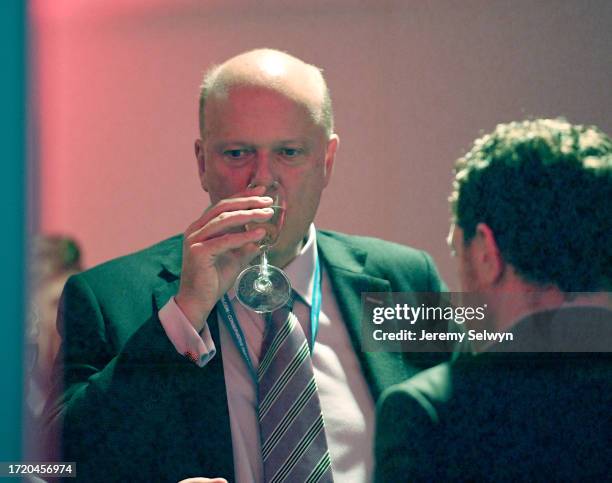 Chris Grayling Enjoys A Glass Of Champagne At The Times Party Last Night In Birmingham....Conservative Party Conference 2016. 04-October-2016