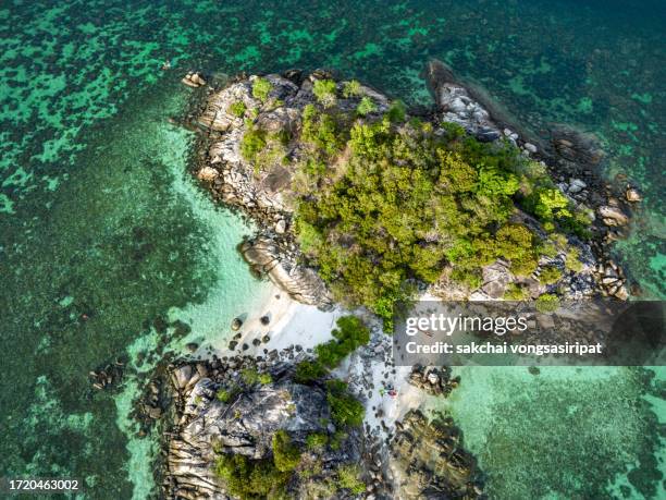 aerial view of small island near koh lipe in thailand, asia - ko lipe stock pictures, royalty-free photos & images