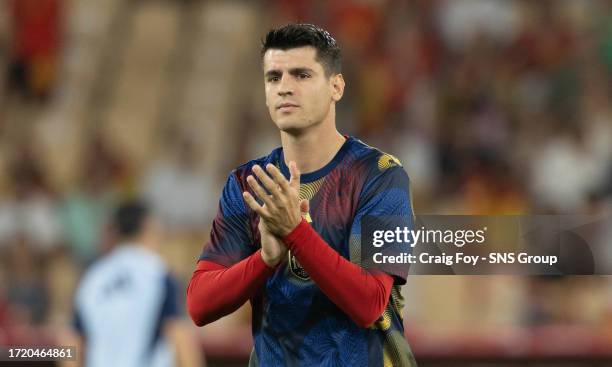 Spain's Alvaro Morata during a UEFA Euro 2024 Qualifier at the Estadio De La Cartuja, on October 12 in Seville, Spain.