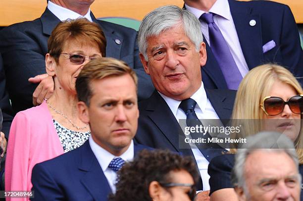 David Bernstein sits in the Royal Box on Centre Court during day seven of the Wimbledon Lawn Tennis Championships at the All England Lawn Tennis and...