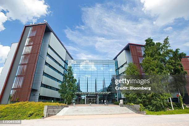 The entrance to the headquarters of Nokia Siemens Networks stands in Espoo, Finland, on Monday, July 1, 2013. Nokia Oyj agreed to buy Siemens AG's...
