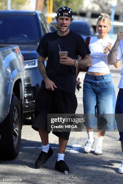 Justin Bieber is seen out and about on October 12, 2023 in Los Angeles, California.