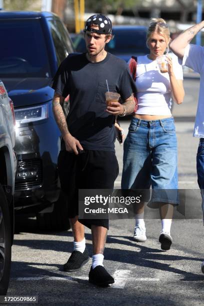 Justin Bieber is seen out and about on October 12, 2023 in Los Angeles, California.