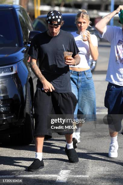 Justin Bieber is seen out and about on October 12, 2023 in Los Angeles, California.