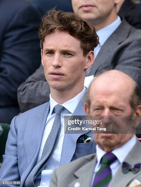 Eddie Redmayne attends on Day 6 of the Wimbledon Lawn Tennis Championships at the All England Lawn Tennis and Croquet Club at Wimbledon on July 1,...