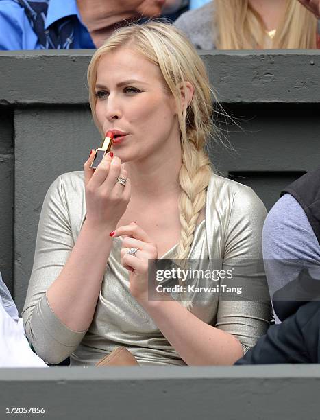 Natasha Bedingfield attends the Serena Williams vs Sabine Lisicki match on Day 7 of the Wimbledon Lawn Tennis Championships at the All England Lawn...