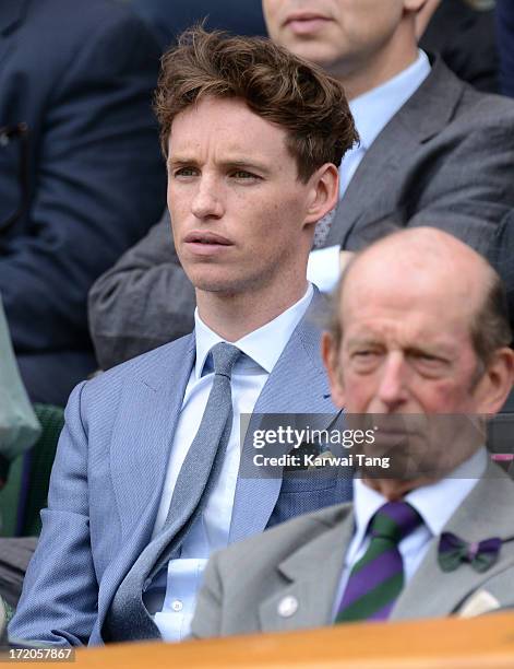 Eddie Redmayne attends on Day 6 of the Wimbledon Lawn Tennis Championships at the All England Lawn Tennis and Croquet Club at Wimbledon on July 1,...