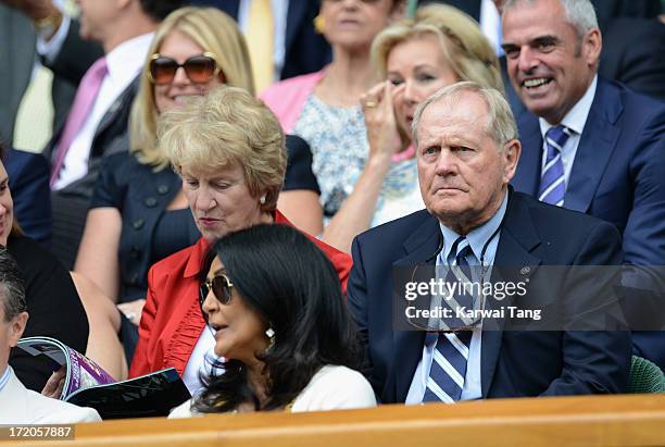 Jack Nicklaus attends on Day 7 of the Wimbledon Lawn Tennis Championships at the All England Lawn Tennis and Croquet Club at Wimbledon on July 1,...