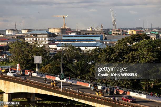 This photograph taken on October 12, 2023 shows a general view over the city of Monrovia.