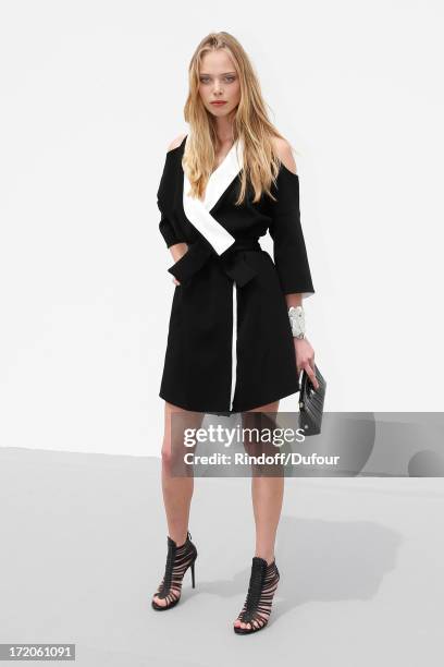 Model Tanya Dziahileva arriving at the Christian Dior show as part of Paris Fashion Week Haute-Couture Fall/Winter 2013-2014 at on July 1, 2013 in...