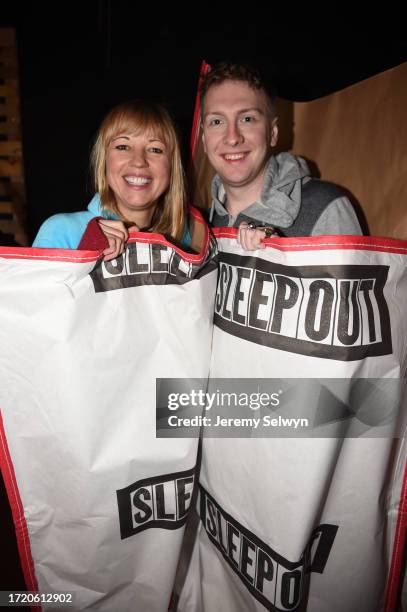 Dj Sara Cox And Comedian Joe Lycett At Centrepoint Sleep-Out. They Are Calling On Londoners To Organise.Sleep-Outs This Month To Raise Funds For...