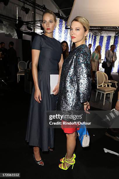 LeeLee Sobieski and Lea Seydoux attend in backstage after the Christian Dior show as part of Paris Fashion Week Haute Couture Fall/Winter 2013-2014...