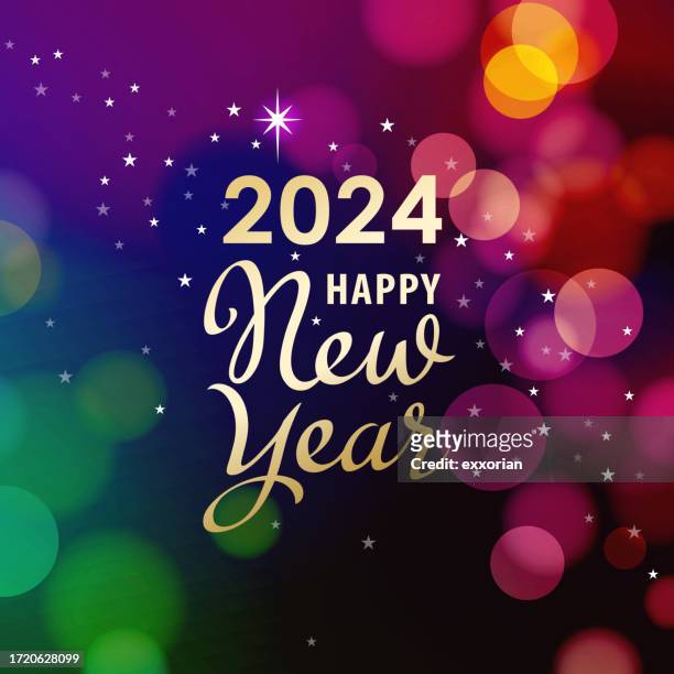 stockillustraties, clipart, cartoons en iconen met 2024 new year lights background - oudjaarsavond