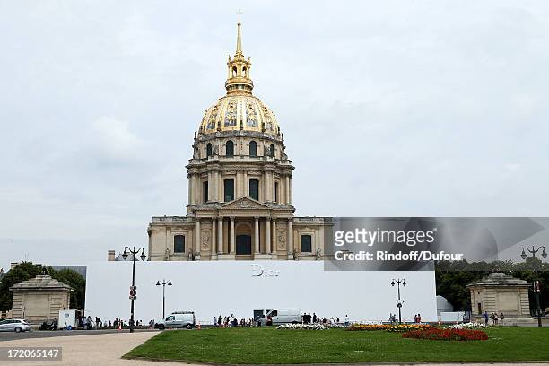 View of the Invalides where there was the Christian Dior show as part of Paris Fashion Week Haute-Couture Fall/Winter 2013-2014 at on July 1, 2013 in...